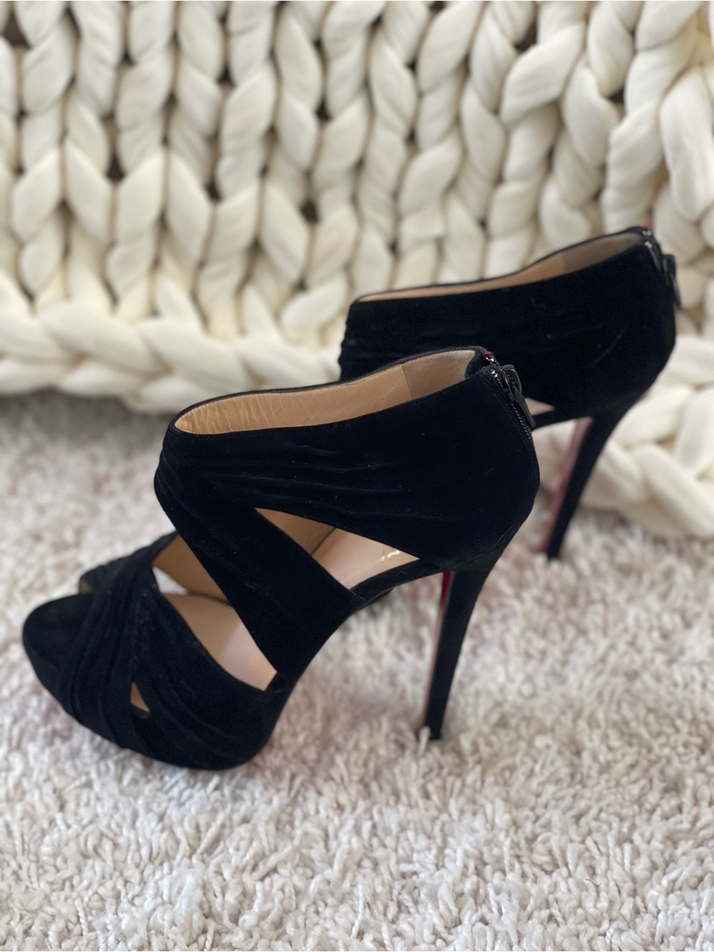 Christian Louboutin Bandra Heels Black Velvet 38 Authentic